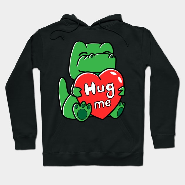 Hug Me  Tight  Green Dinosaur Hoodie by Bubbly Tea